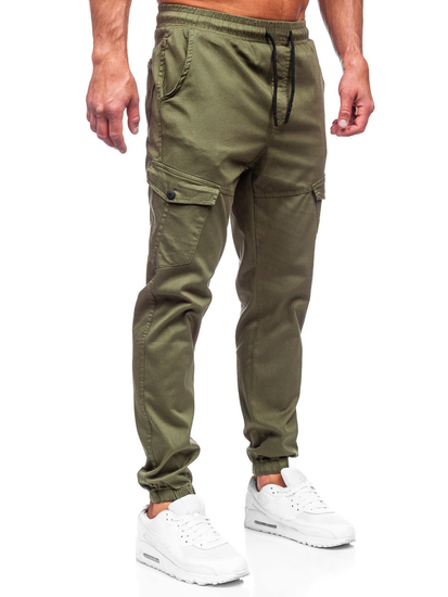 Pantalon de jogging cargo en tissu pour homme kaki Bolf 384