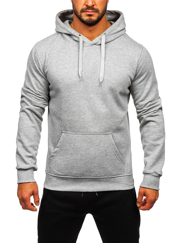 Survêtement avec sweat-shirt à capuche kangourou pour homme gris Bolf D002