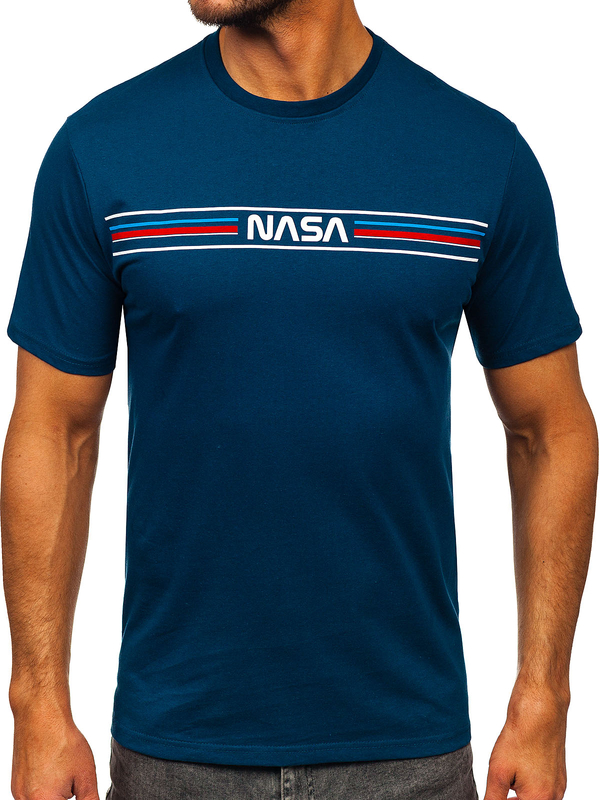 Homme T-shirt imprimé en coton Bleu foncé Bolf 5052