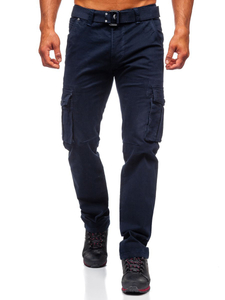 Pantalon cargo pour homme bleu foncé avec ceinture Bolf 1672  