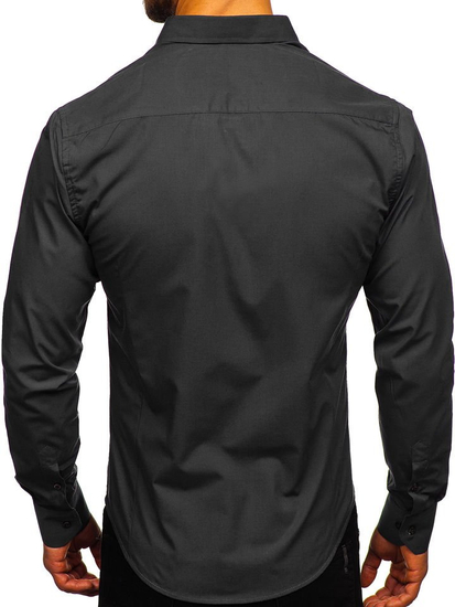 Chemise élégante noire à manches longues pour homme Bolf 1703