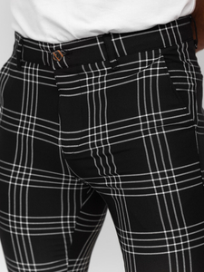 Homme Pantalon élégant à carreaux Noir Bolf 184160