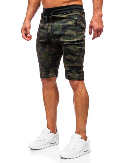 Le pantalon court de sport camo pour homme kaki Bolf HL9217