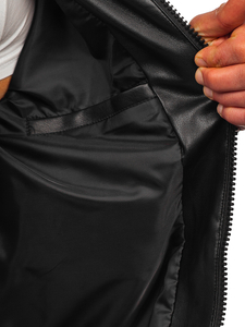 Homme Blouson bomber en cuir Noir Bolf 11Z8105