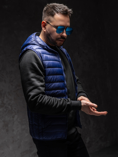 Homme Gilet matelassé à capuche Bleu foncé Bolf LY36A1
