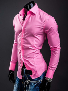 Chemise élégante corail à manches longues pour homme Bolf 1703A