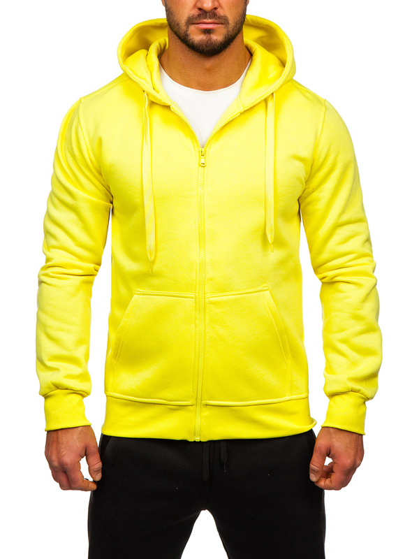 Survêtement avec un sweat-shirt à capuche zippé pour homme jaune clair Bolf D004