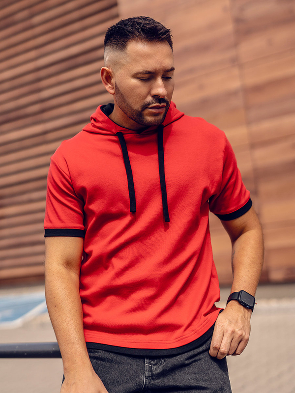 Tee-shirt uni pour homme rouge Bolf 08A