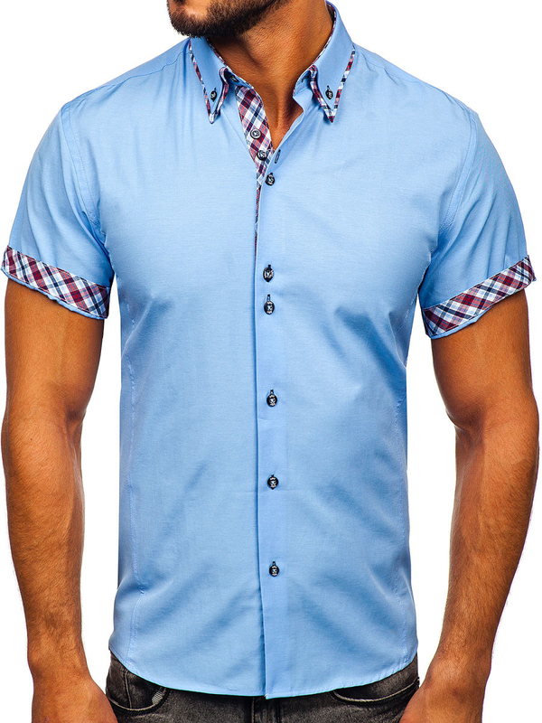 Chemise à manches courtes pour homme bleue claire Bolf 6540