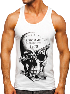 Tank top boxeur avec imprimé blanc Bolf 14838