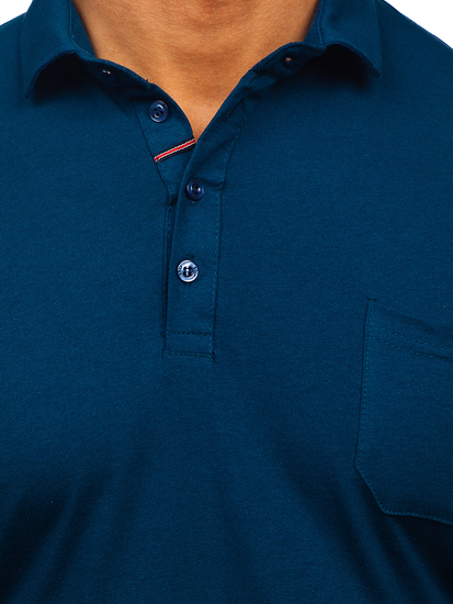 Homme Polo en coton à manches longues Bleu foncé Bolf 5120