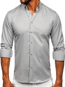 Chemise en rayures à manche longue pour homme graphite Bolf 22731
