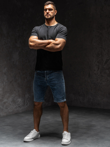 Homme Pantalon court en jean Bleu foncé Bolf MP0274BSA1