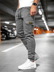 Homme Pantalon jogger cargo épais Gris Bolf JX8709A