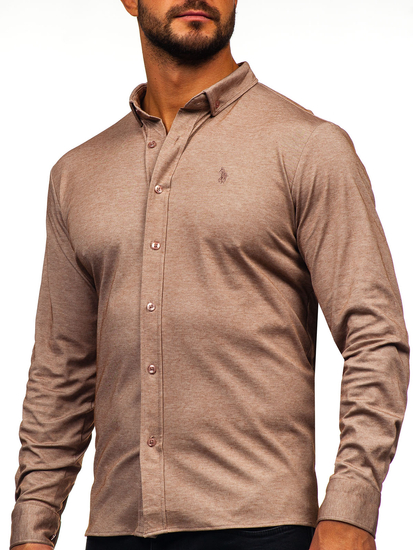 Homme Chemise casual à manches longues Marron Bolf 500