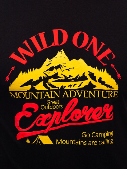 Homme T-shirt imprimé en coton Noir Bolf MPO3484