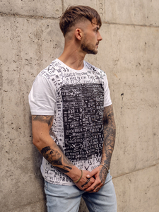 T-shirt homme en coton blanc avec imprimé Bolf 1173