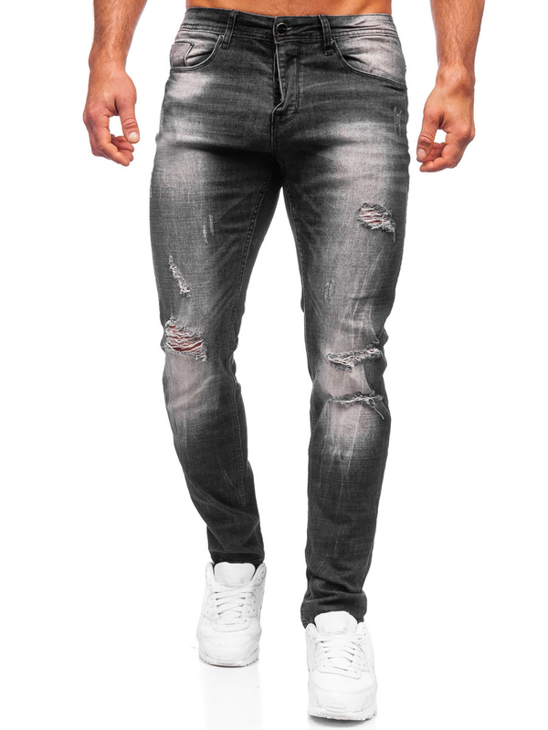Pantalon en jean regular fit pour homme noir Bolf MP002N