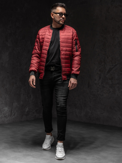 Homme Blouson de transition bomber matelassé Bordeaux Bolf MY-02A1