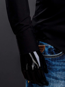 Chemise élégante noire à manches longues pour homme Bolf 1703A