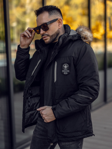 Homme Blouson d'hiver Noir Bolf 1827A2