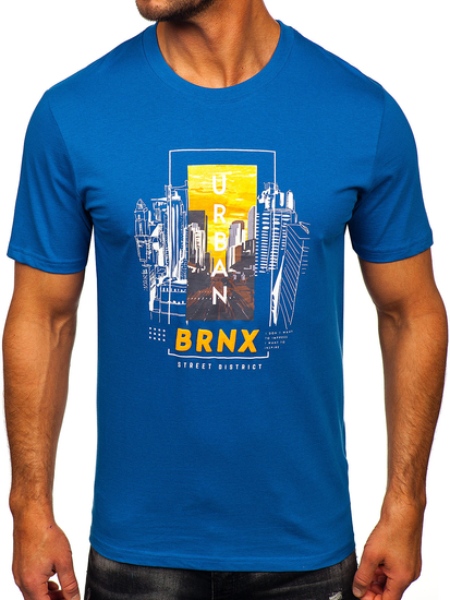 Homme T-shirt imprimé en coton Bleu Bolf MPO3452