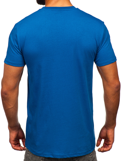 T-shirt uni en coton bleu pour homme Bolf 192397