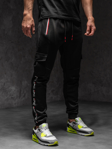 Homme Pantalon de jogging cargo Noir Bolf K10279A1