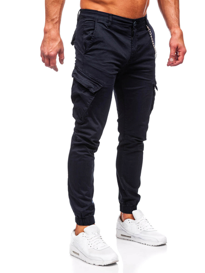 Homme Pantalon jogger cargo Noir Bolf SK850