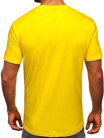T-shirt uni en coton jaune pour homme Bolf 192397