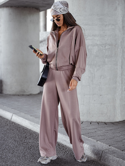 Survêtement zippé deux pièces femme beurre cappuccino Bolf 821109