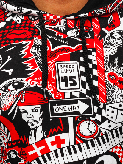 Sweat-shirt imprimé à capuche pour homme rouge Bolf 141035