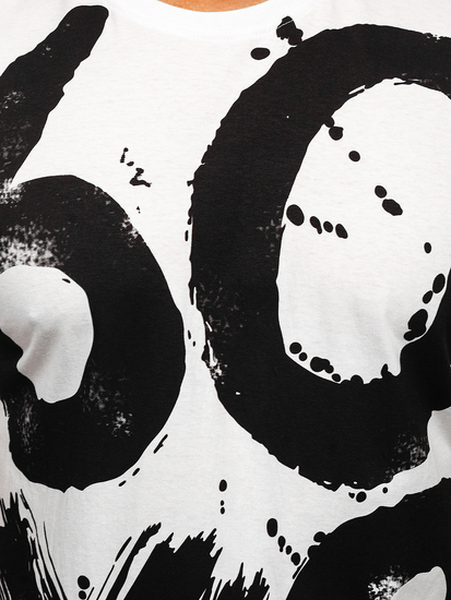 T-shirt homme blanc avec imprimé Bolf 0303