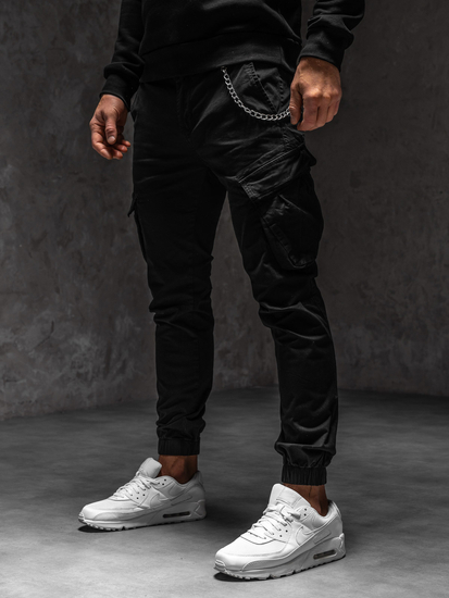 Homme Pantalon jogger cargo Noir Bolf SK850