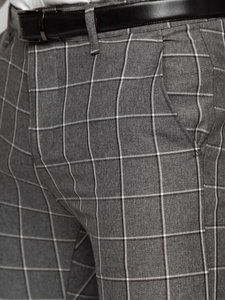 Homme Pantalon élégant à carreaux Anthracite Bolf 0044