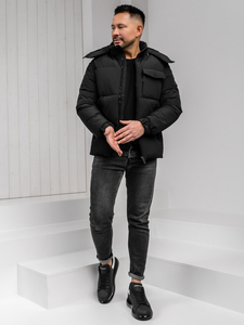 Homme Blouson d'hiver à capuche Noir Bolf 19M1292A1