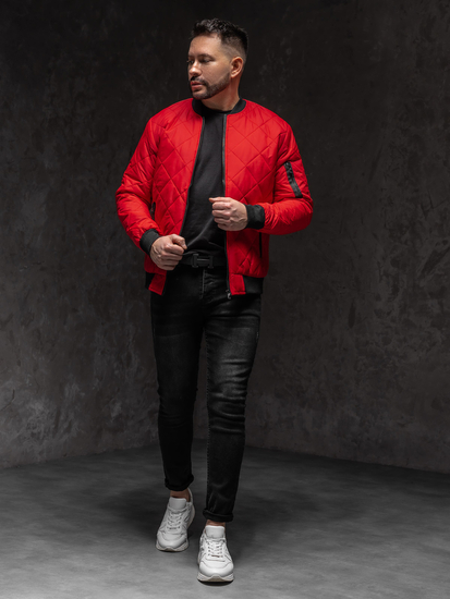 Homme Blouson de transition bomber matelassé Rouge Bolf MY-01A1