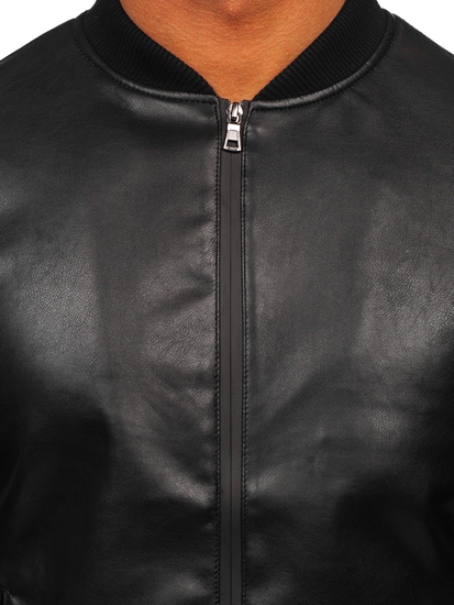 Le blouson bomber en cuir pour femme noir Bolf 11Z8015