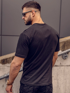 Tee-shirt en coton imprimé pour homme noir Bolf 143021A