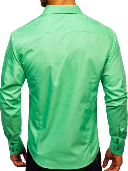 Chemise élégante vert menthe à manches longues pour homme Bolf 1703