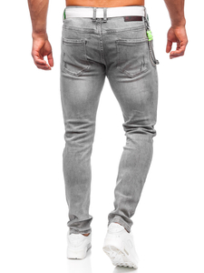 Homme Pantalon en jean slim fit avec ceinture Graphite Bolf KX953