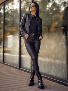 Femme Blouson en cuir Noir Bolf 11Z8210