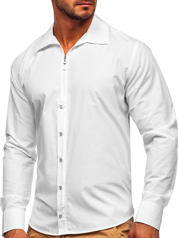 Chemise à manches longues rayée pour homme blanche Bolf 20702