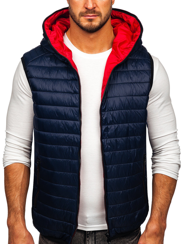Gilet matelassé à capuche pour homme bleu foncé Bolf 7106