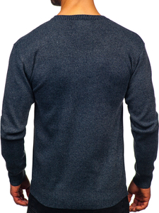 Homme Pull uni col V Bleu foncé Bolf S8725