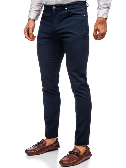 Pantalon en tissu chino pour homme bleu foncé Bolf 0004