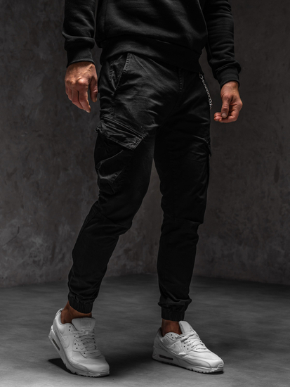 Homme Pantalon jogger cargo Noir Bolf SK850
