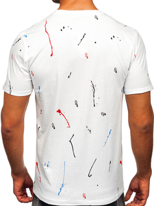Homme T-shirt imprimé en coton Blanc Bolf MPO3443