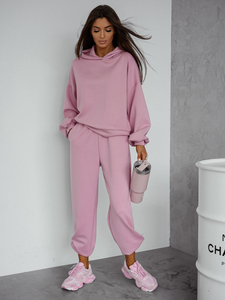 Ensemble de sweat-shirt à capuche deux pièces femme rose poudré Bolf 525