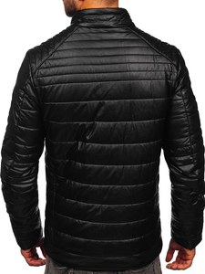 Blouson en cuir biker pour homme noir Bolf EX950
